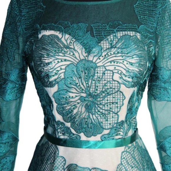 SPECIAL OCCASION Formal SHEER Embroidery Floral Long Evening Gown prom dress - Picture 5 of 5